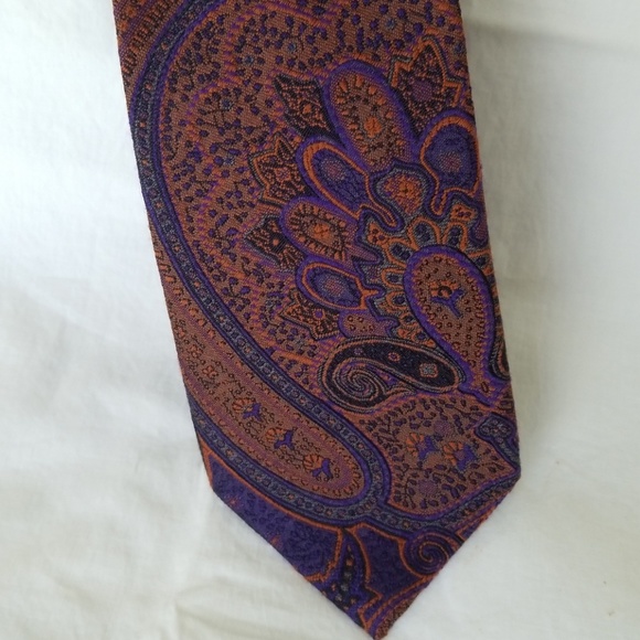 True Forum silk wool blend purple and gold tie - Picture 2 of 6
